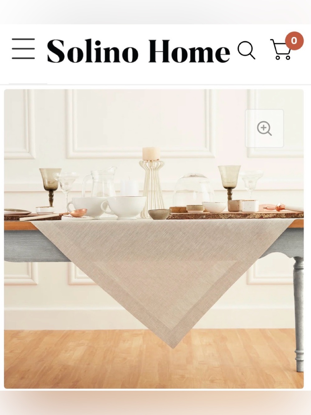 NEW 100% Linen White Solino Home Athena Tablecloth